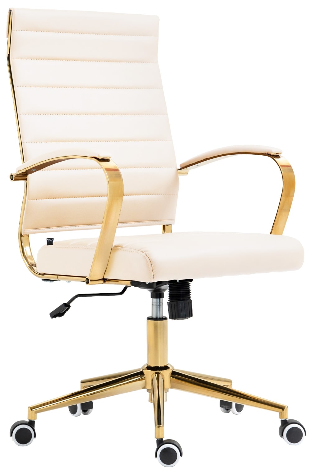 Chaise de bureau CLP Havanna crème à piètement doré et roulettes