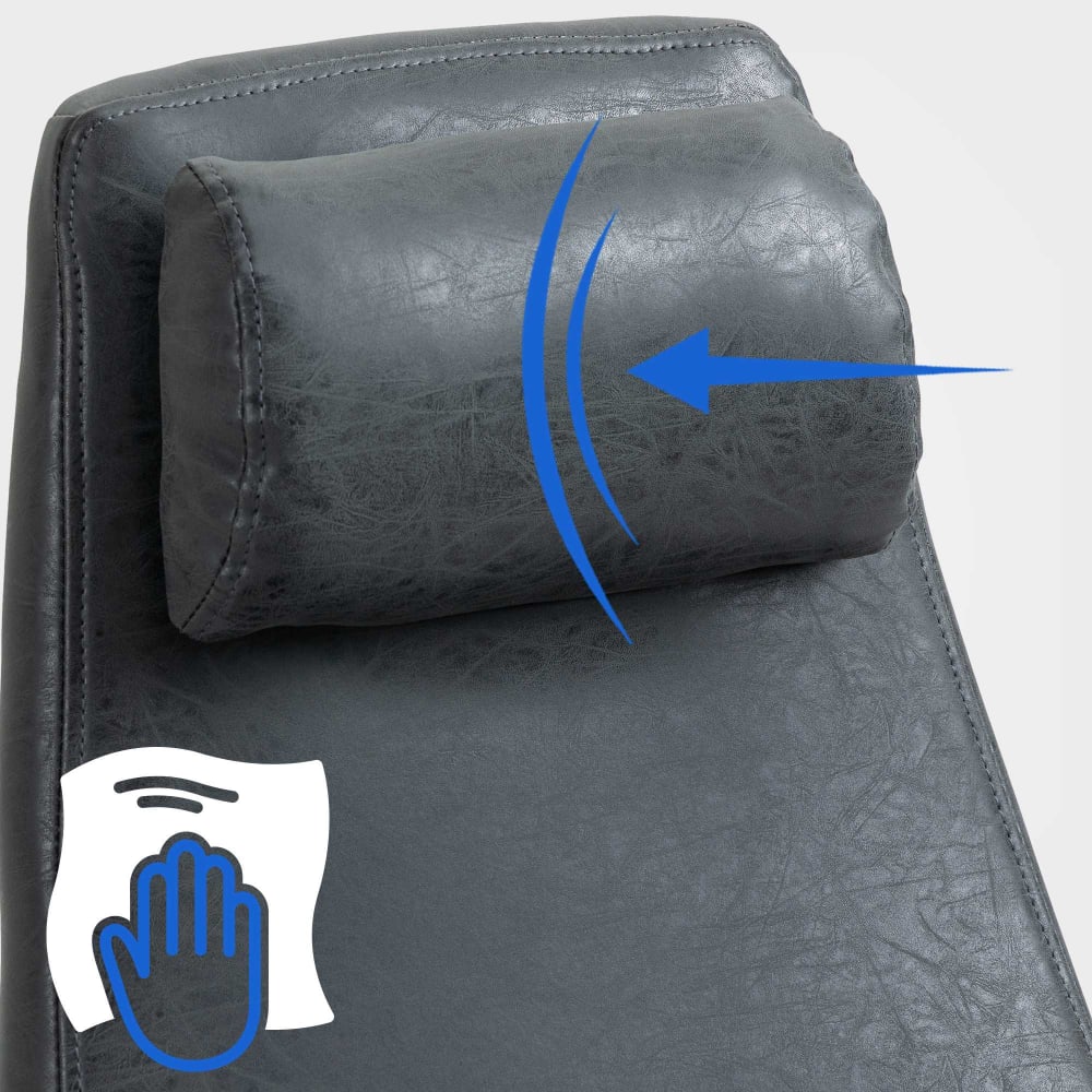 Fauteuil de bureau CLP Pocatello noir en similicuir patiné avec accoudoirs — vue 4