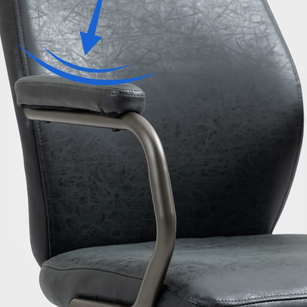 Fauteuil de bureau CLP Pocatello noir en similicuir patiné avec accoudoirs — vue 5