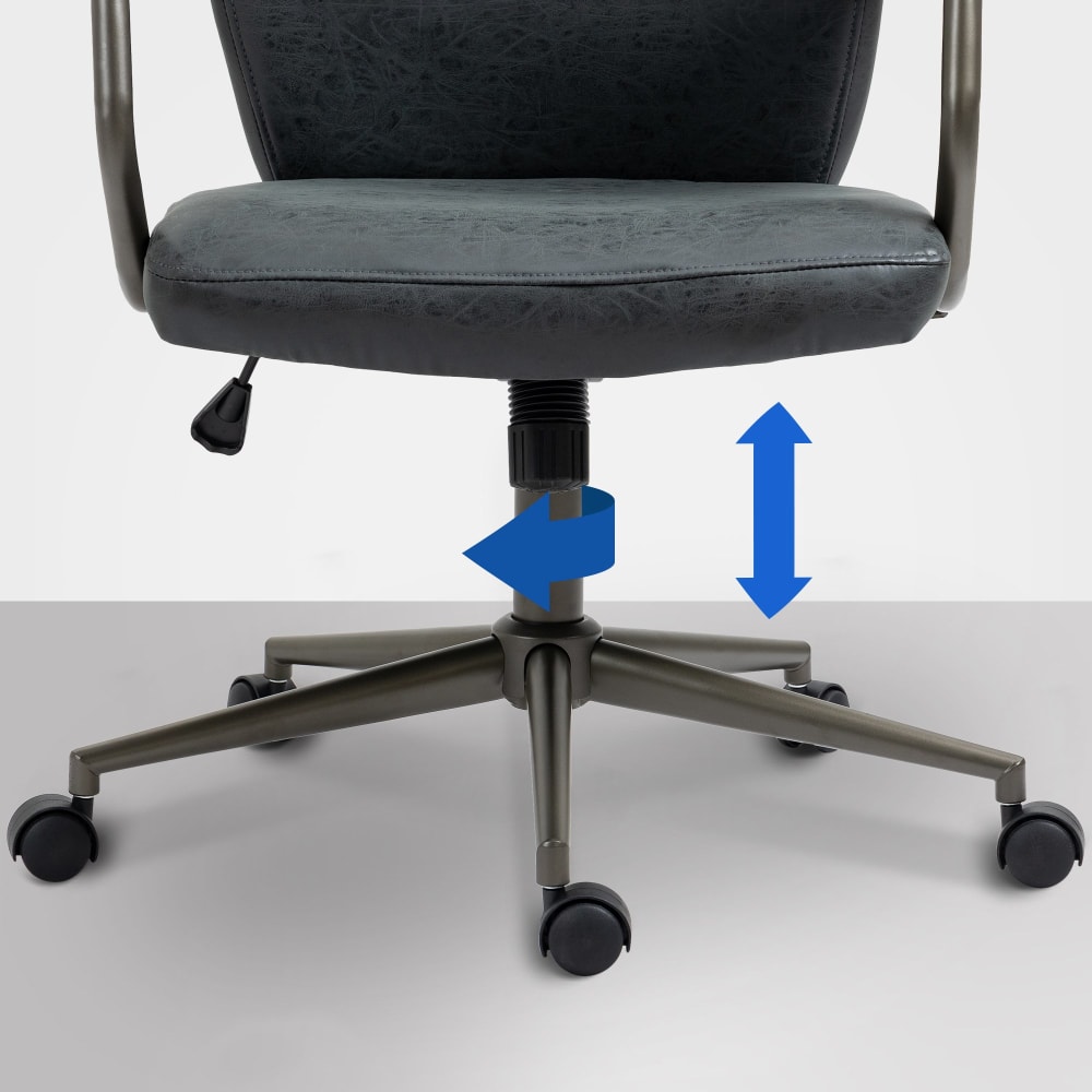 Fauteuil de bureau CLP Pocatello noir en similicuir patiné avec accoudoirs — vue 6