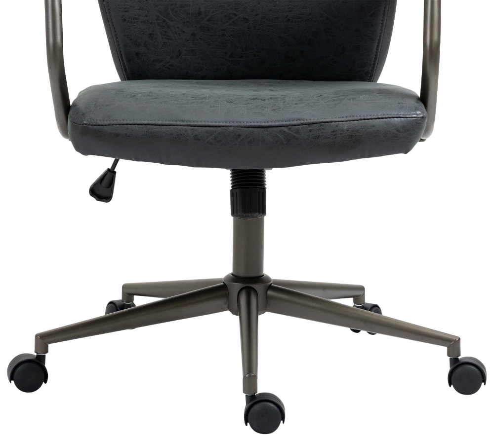 Fauteuil de bureau CLP Pocatello noir en similicuir patiné avec accoudoirs — vue 8