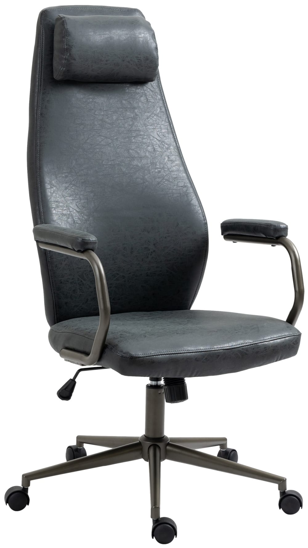 Fauteuil de bureau CLP Pocatello noir en similicuir patiné avec accoudoirs