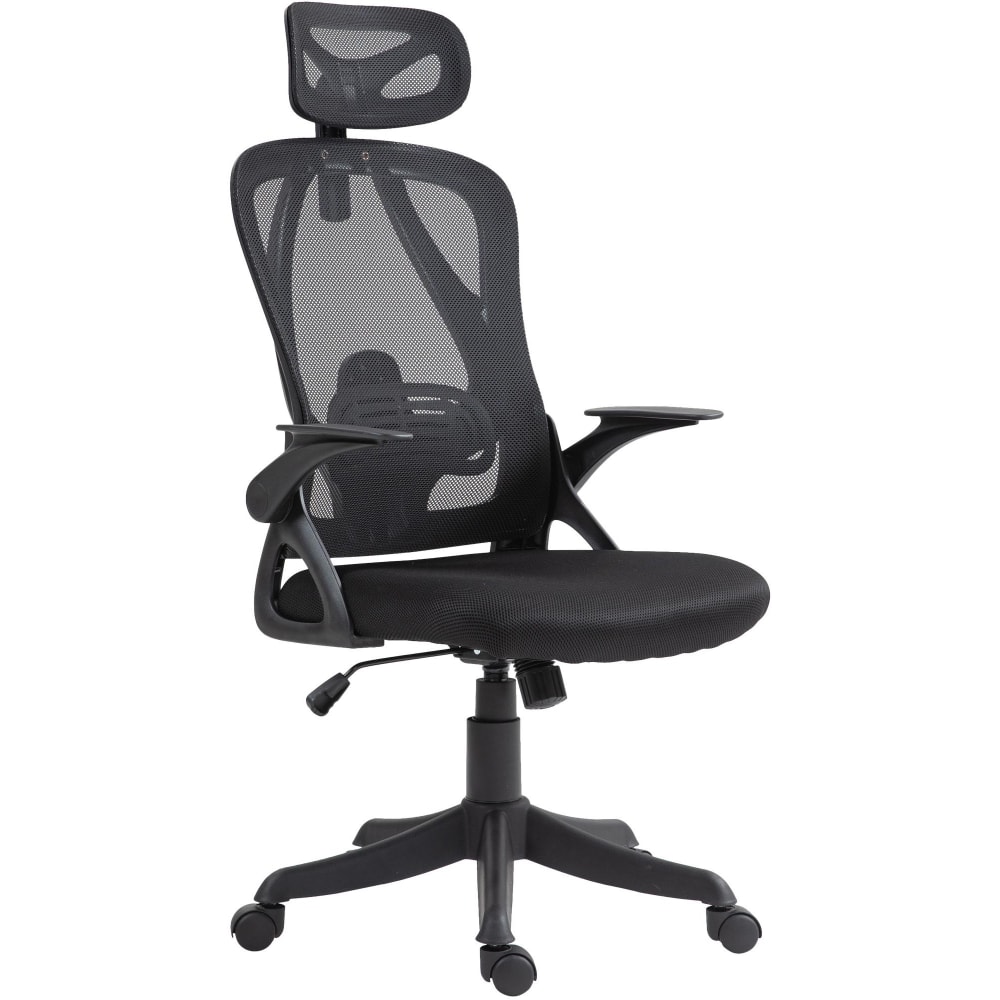 Chaise de bureau CLP Taos noire avec dossier en filet et appuie-tête réglable