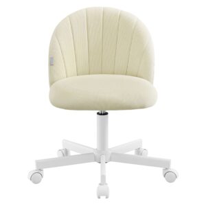 Chaise de bureau SONGMICS beige café pivotante sans accoudoirs, avec roulettes