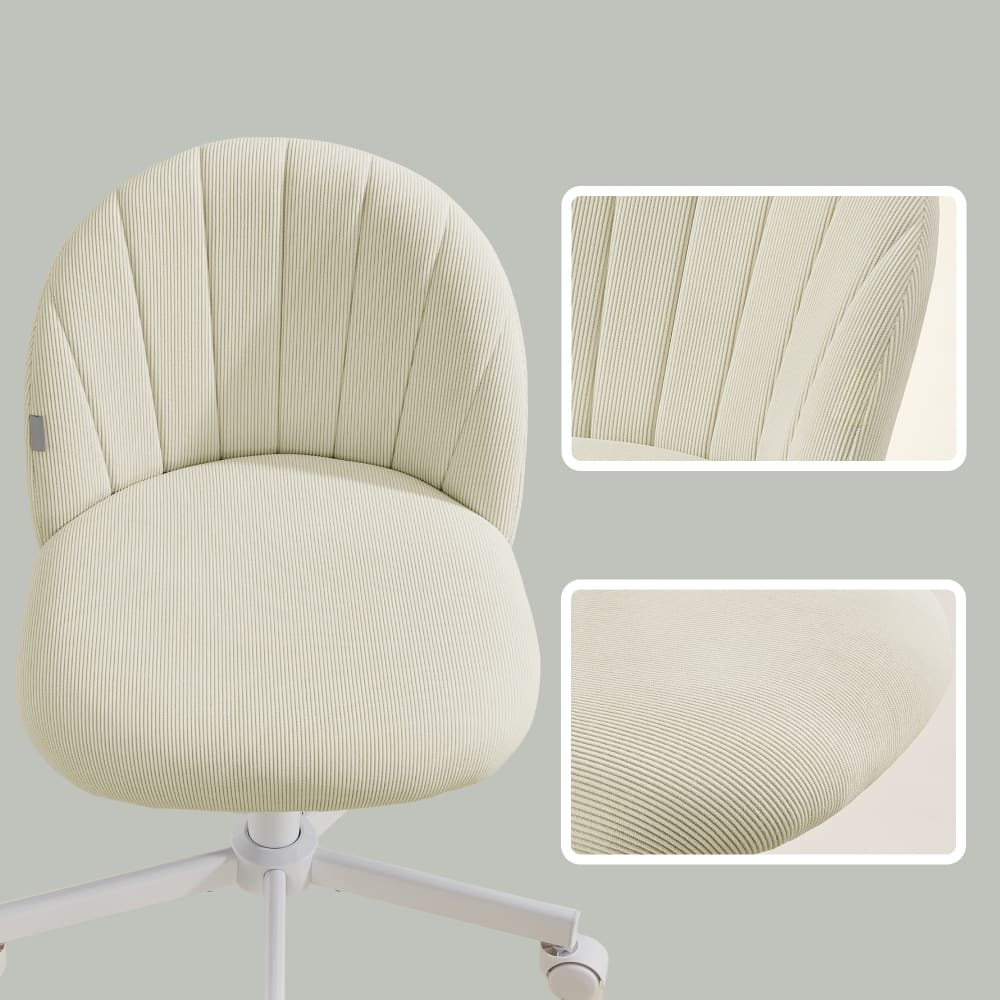 Chaise de bureau SONGMICS beige café pivotante sans accoudoirs, avec roulettes — vue 6