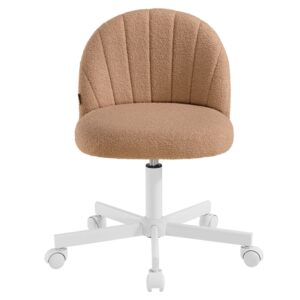 Chaise de bureau SONGMICS pivotante en tissu bouclette brun caramel