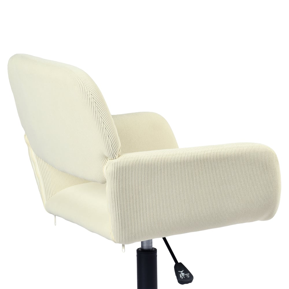 Chaise de bureau Meubles Cosy beige en velours côtelé avec dossier ajouré — vue 5