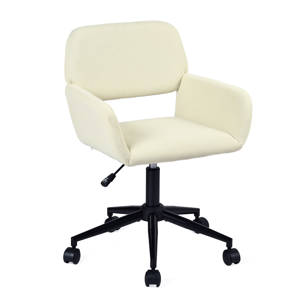 Chaise de bureau Meubles Cosy beige en velours côtelé avec dossier ajouré