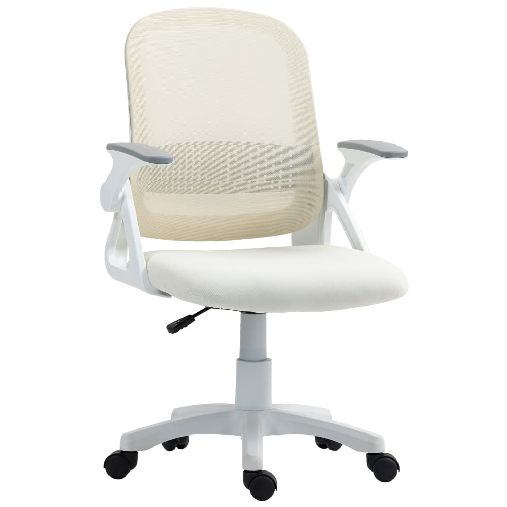 Chaise de bureau Homcom blanche avec dossier en maille et accoudoirs rabattables
