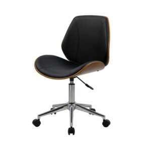 Chaise de bureau Archie Maison Pavane noire avec assise rembourrée et base à roulettes