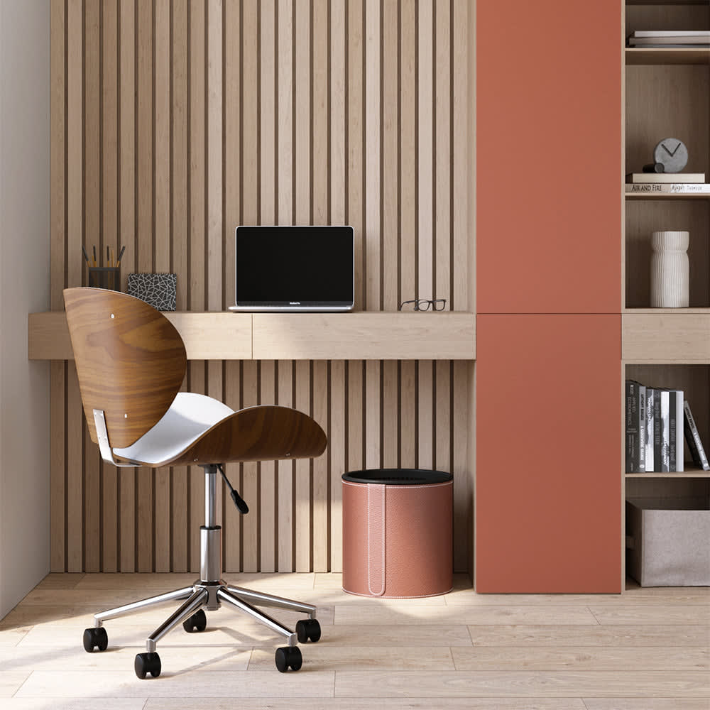 Chaise de bureau Maison Pavane Baudoin blanche avec assise pivotante et roulettes — vue 5