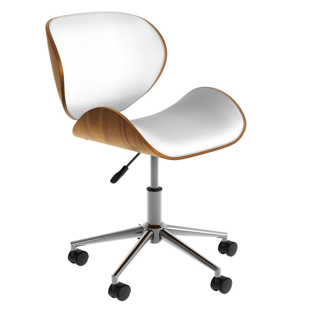 Chaise de bureau Maison Pavane Baudoin blanche avec assise pivotante et roulettes — vue 8