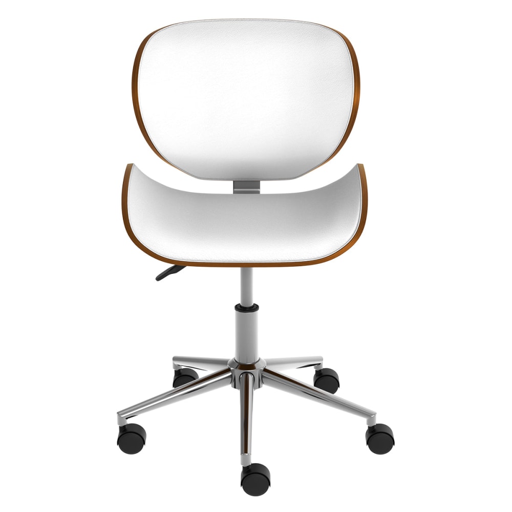 Chaise de bureau Maison Pavane Baudoin blanche avec assise pivotante et roulettes — vue 9