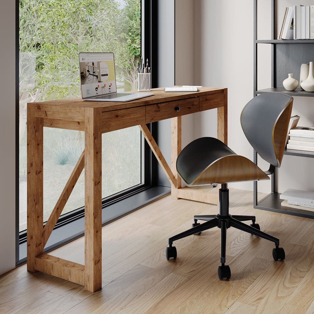 Chaise de bureau Maison Pavane Baudoin noire, pivotante, avec dossier rembourré et roulettes — vue 2
