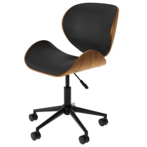 Chaise de bureau Maison Pavane Baudoin noire, pivotante, avec dossier rembourré et roulettes