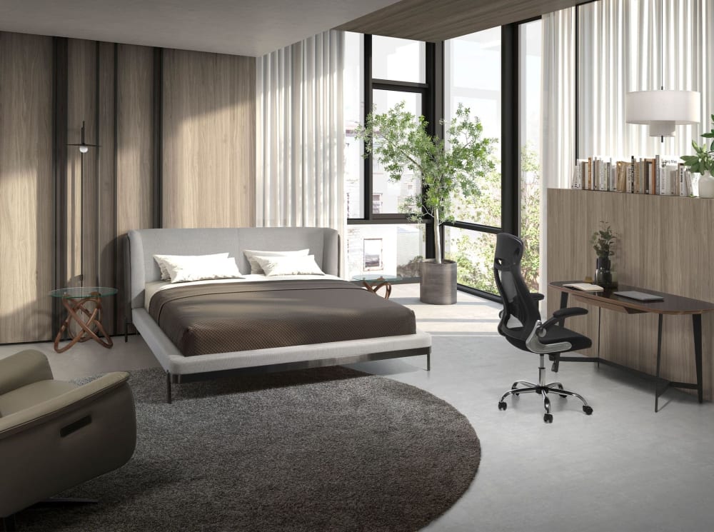 Chaise de bureau Angel Cerda 4140 en tissu noir avec accoudoirs rabattables — vue 3