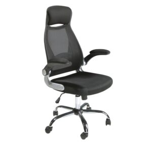 Chaise de bureau Angel Cerda 4140 en tissu noir avec accoudoirs rabattables