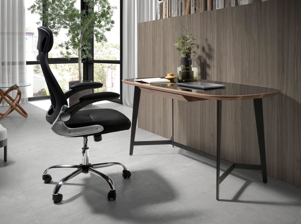 Chaise de bureau Angel Cerda 4140 en tissu noir avec accoudoirs rabattables — vue 8