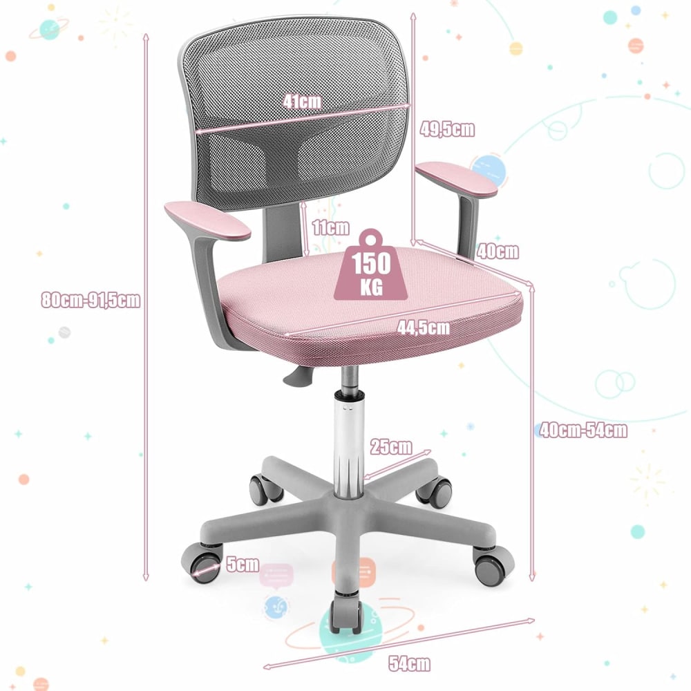 Chaise de bureau enfant Giantex avec assise pivotante et dossier en maille — vue 3