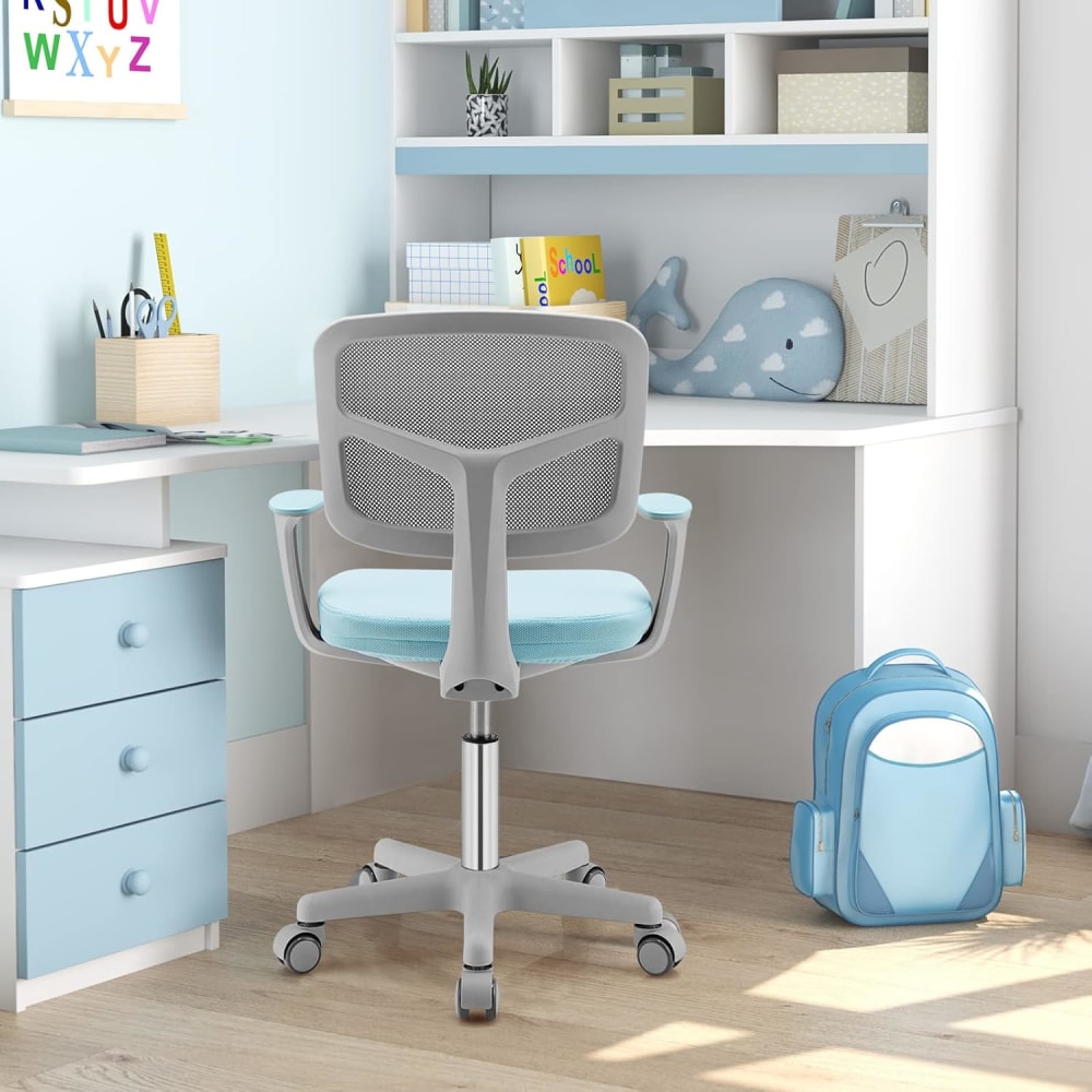 Chaise de bureau enfant Giantex bleue avec dossier en Y et roulettes — vue 3
