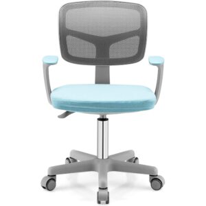 Chaise de bureau enfant Giantex bleue avec dossier en Y et roulettes