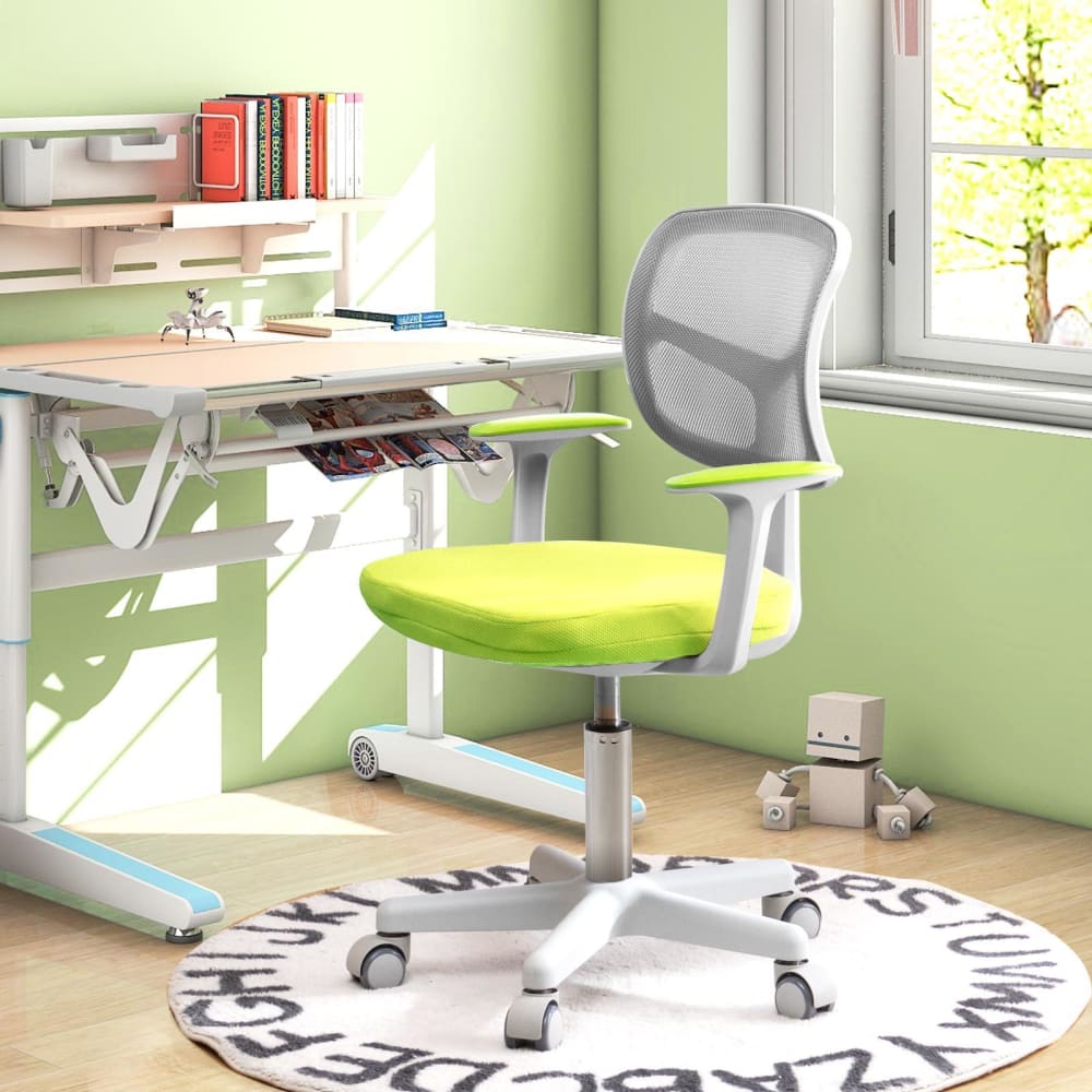 Chaise de bureau enfant Giantex jaune avec assise réglable et dossier en maille — vue 2