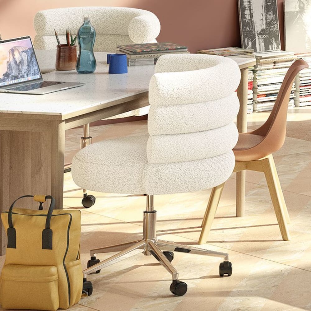 Chaise NEWBURY Maisons du Monde à bouclettes écrues pour bureau — vue 6