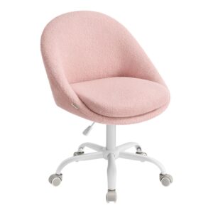 Chaise de bureau SONGMICS rose bonbon à assise rembourrée et roulettes