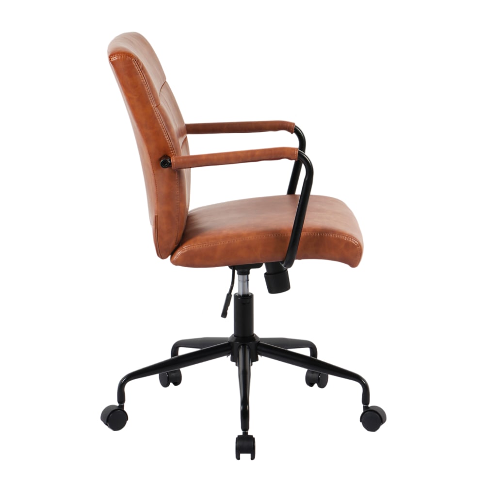 Chaise de bureau Hispanohogar marron avec accoudoirs, roulettes et base noire — vue 3