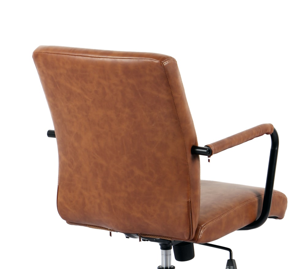 Chaise de bureau Hispanohogar marron avec accoudoirs, roulettes et base noire — vue 4