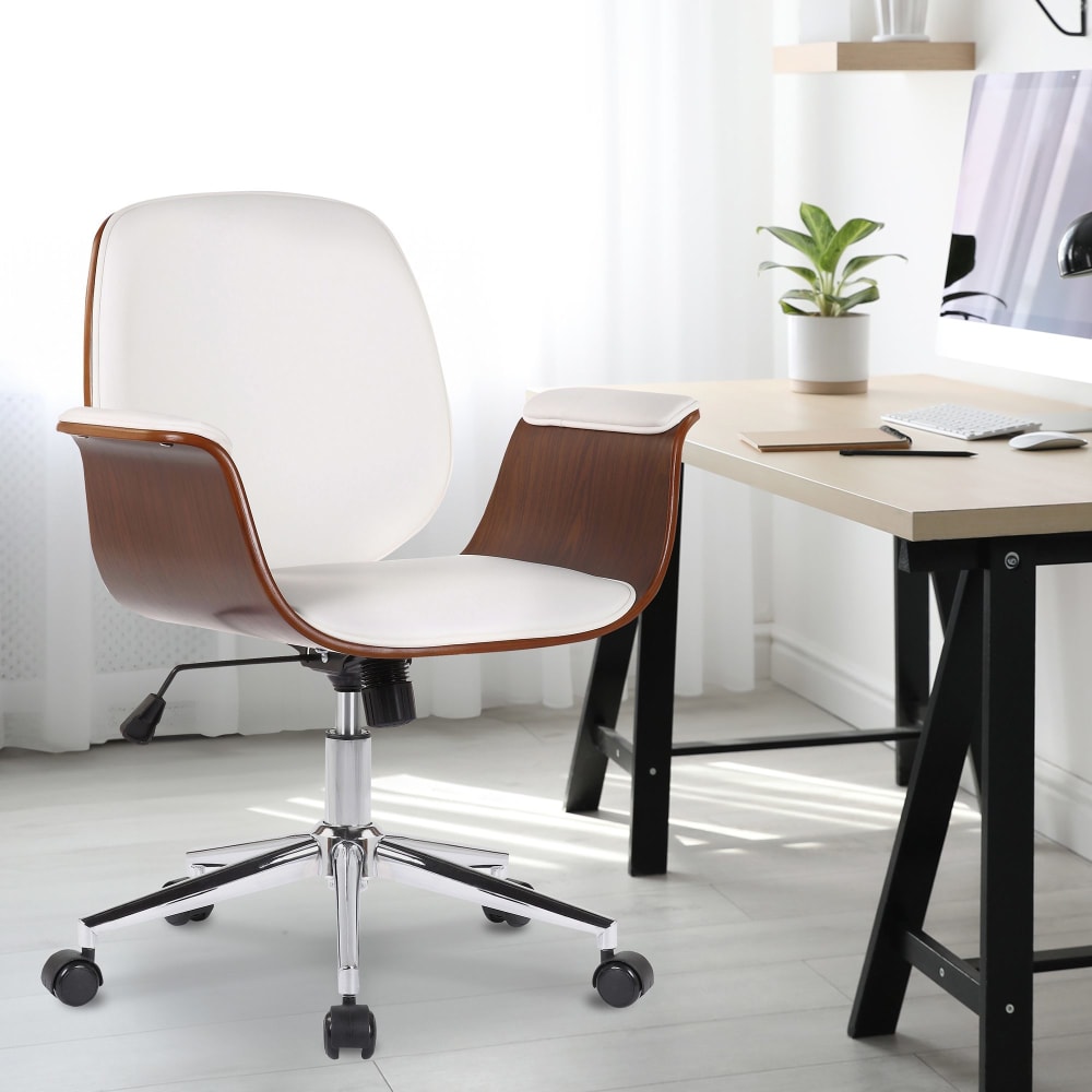 Chaise de bureau CLP Kemberg en bois et similicuir, avec accoudoirs intégrés — vue 2