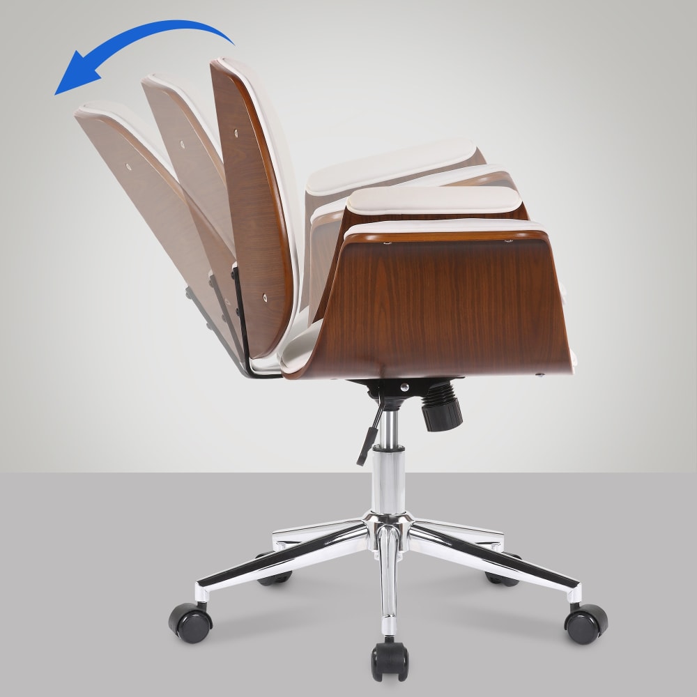 Chaise de bureau CLP Kemberg en bois et similicuir, avec accoudoirs intégrés — vue 5