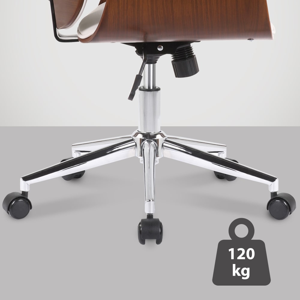 Chaise de bureau CLP Kemberg en bois et similicuir, avec accoudoirs intégrés — vue 6