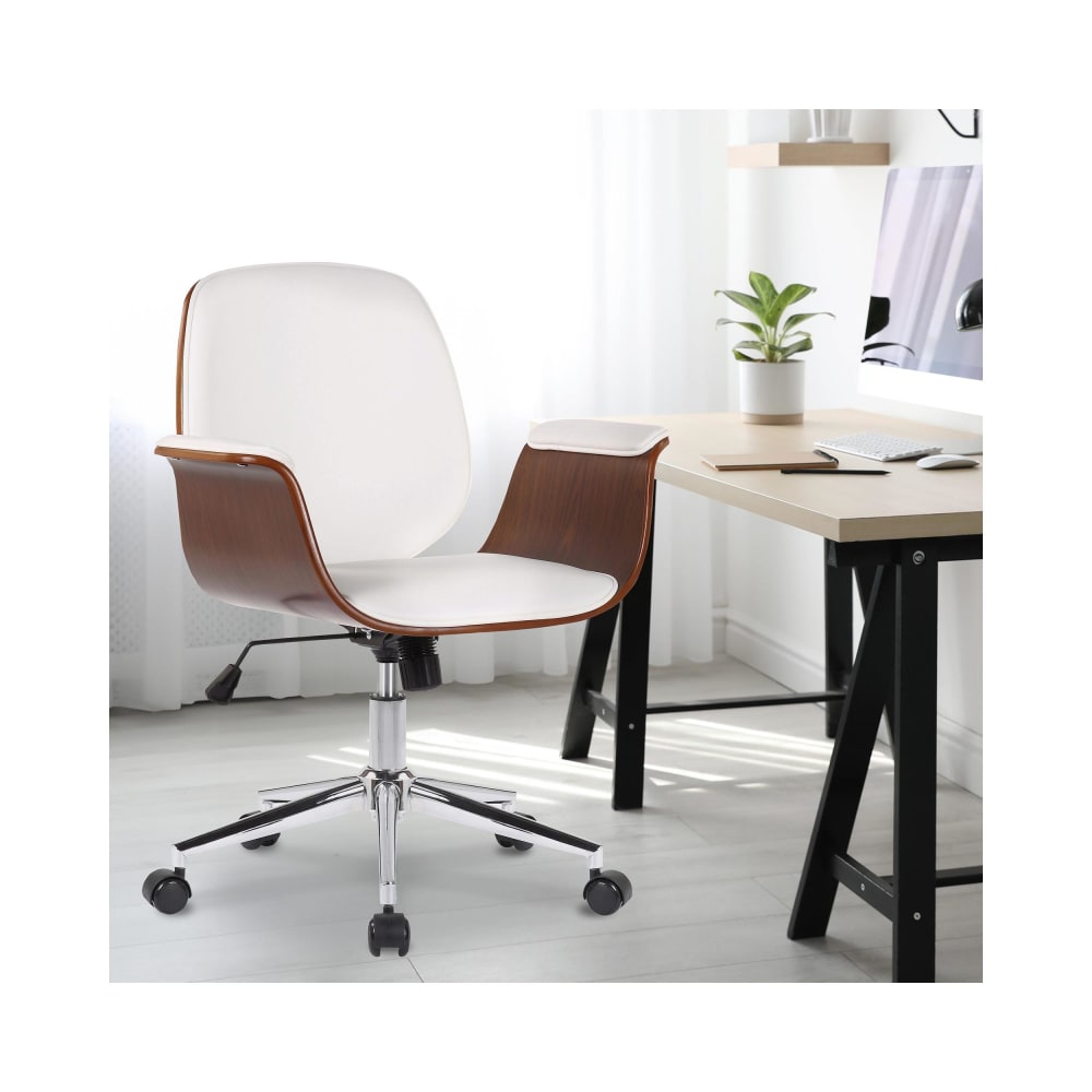 Chaise de bureau CLP Kemberg en bois et similicuir, avec accoudoirs intégrés — vue 7