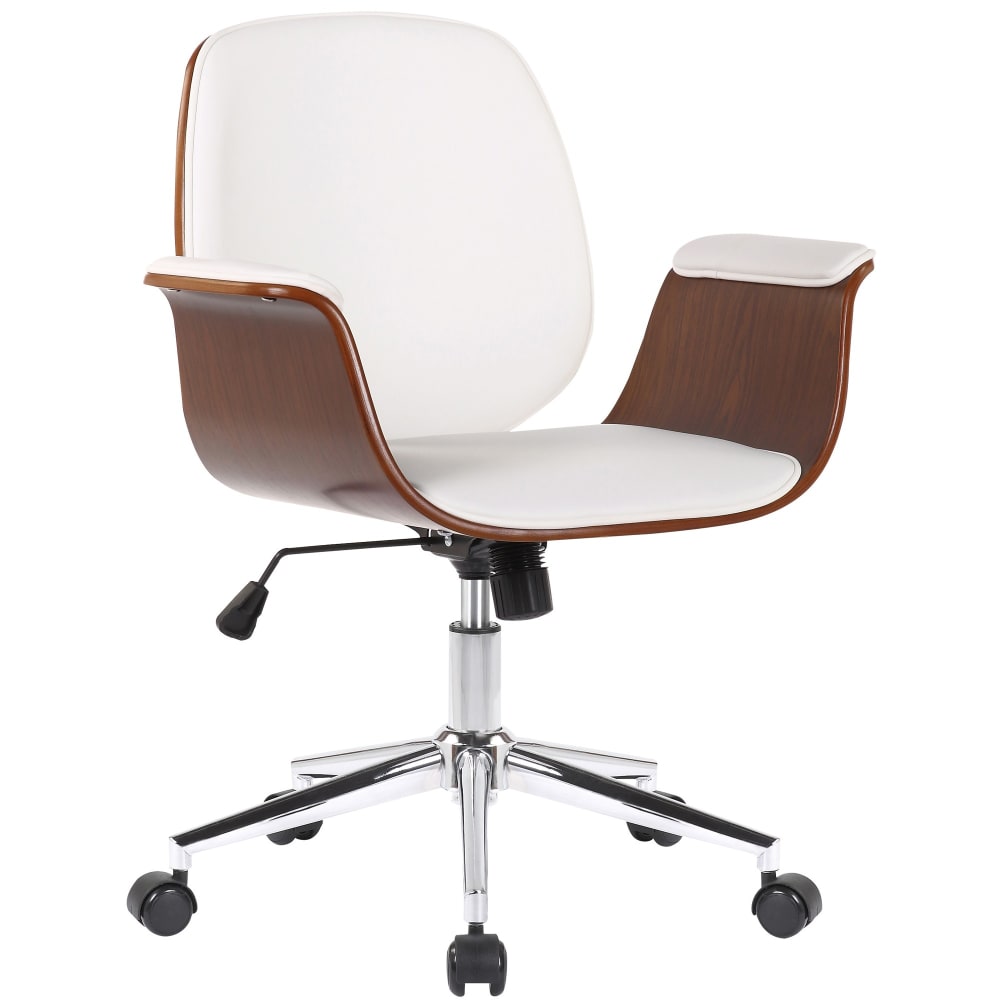 Chaise de bureau CLP Kemberg en bois et similicuir, avec accoudoirs intégrés