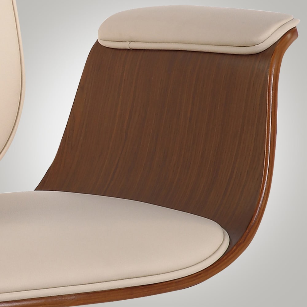Chaise de bureau Kemberg en bois noyer, crème et similicuir rembourré — vue 3