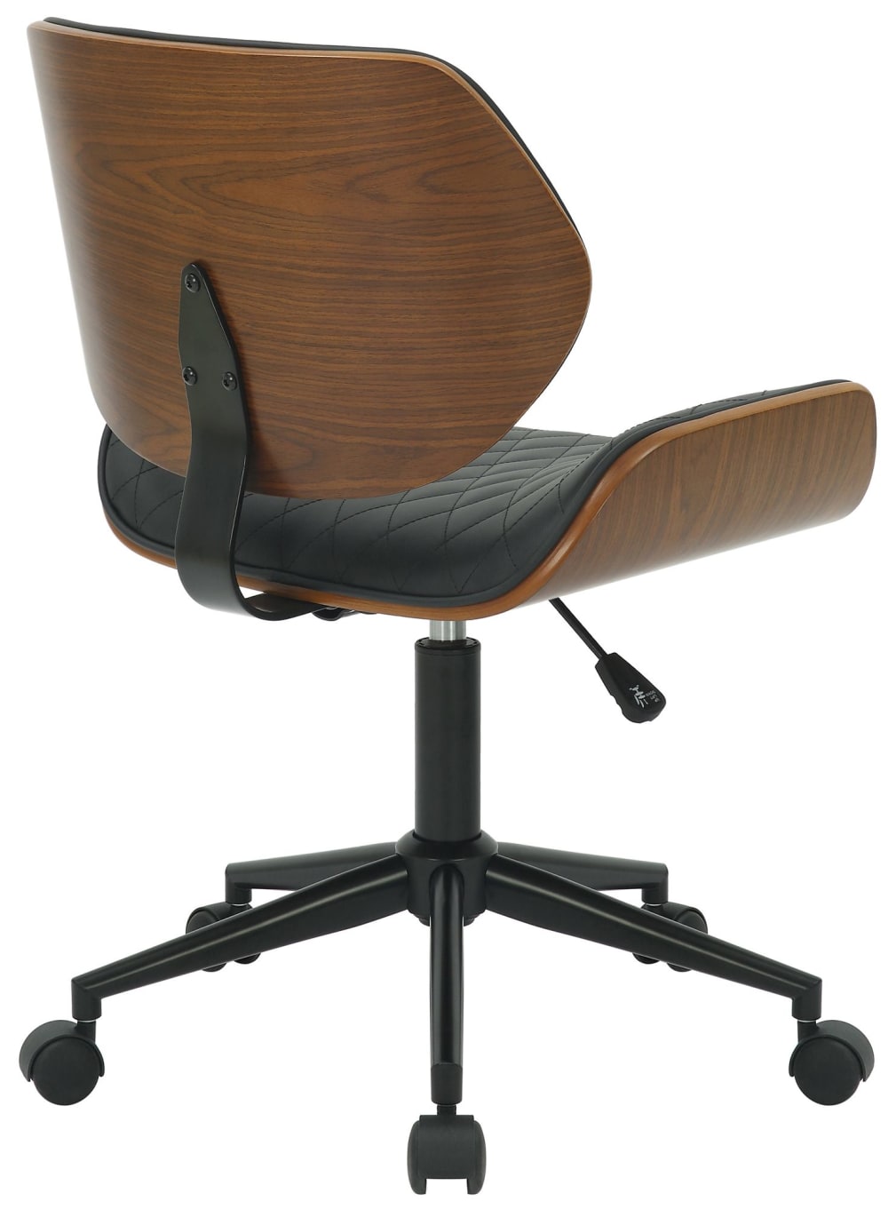 Chaise de bureau Harvest en similicuir noir et finition noyer réglable — vue 3