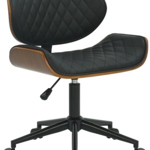 Chaise de bureau Harvest en similicuir noir et finition noyer réglable