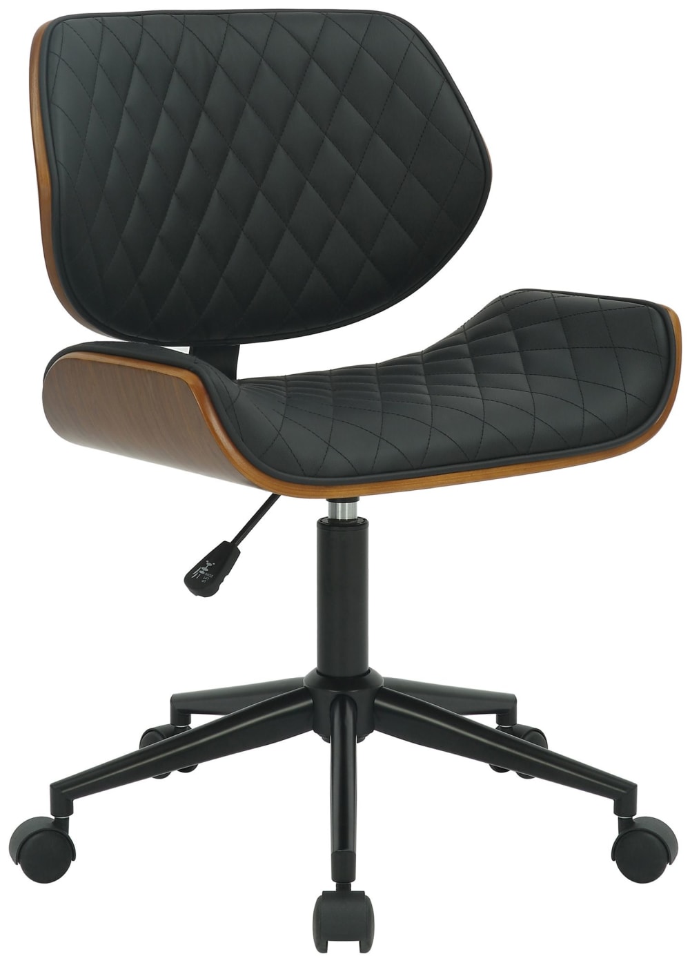 Chaise de bureau Harvest en similicuir noir et finition noyer réglable