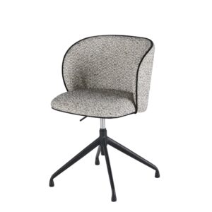Chaise de bureau KATE grise chinée avec assise garnie et piètement en acier noir