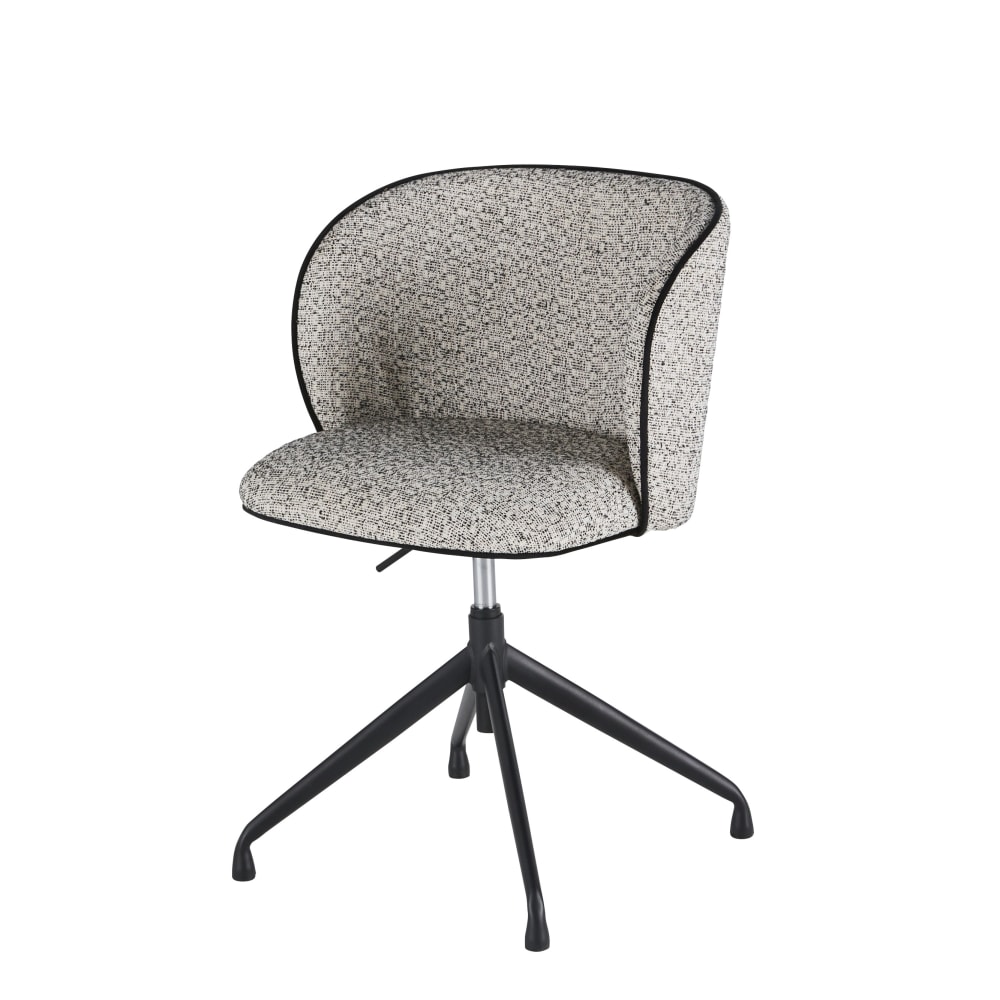 Chaise de bureau KATE grise chinée avec assise garnie et piètement en acier noir