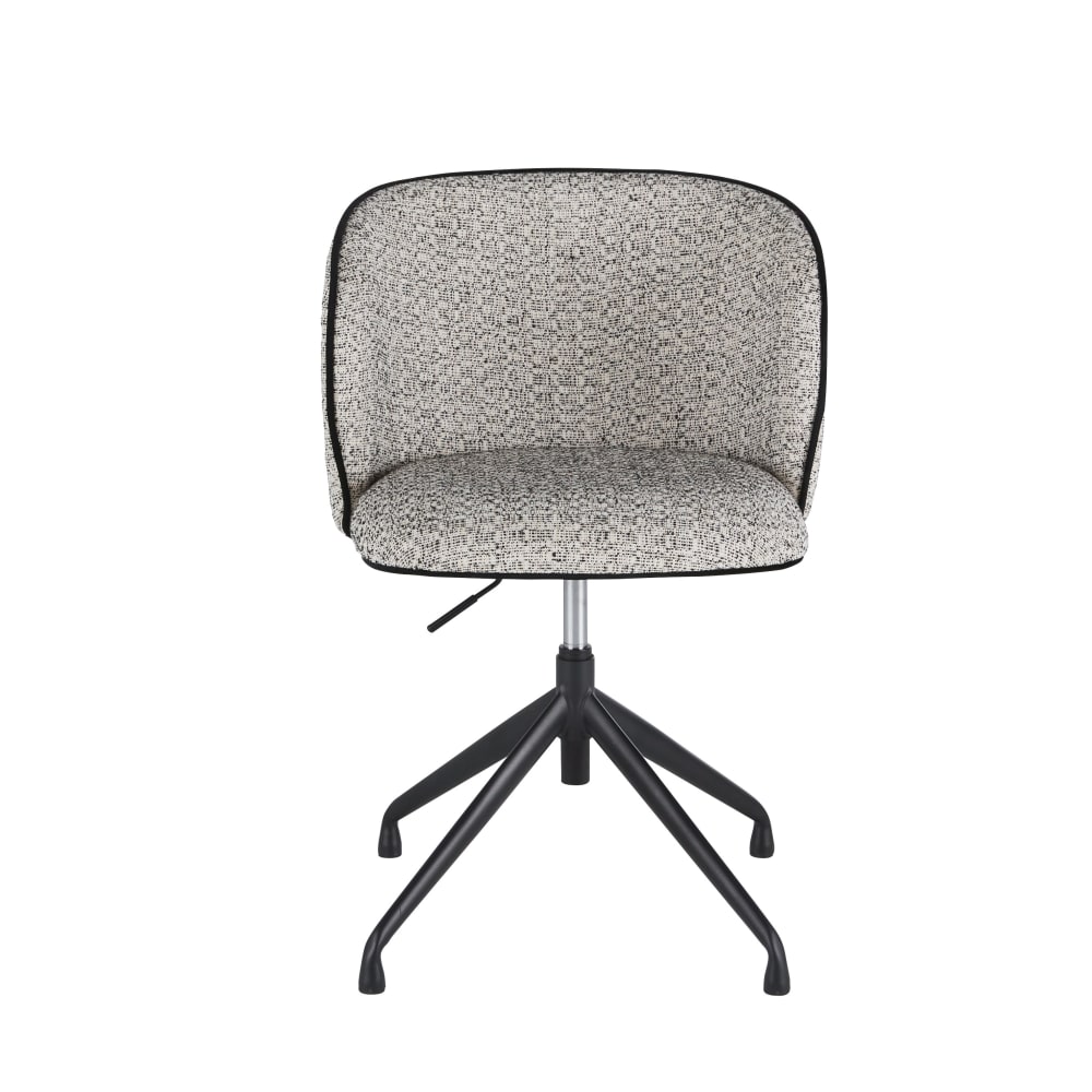 Chaise de bureau KATE grise chinée avec assise garnie et piètement en acier noir — vue 2