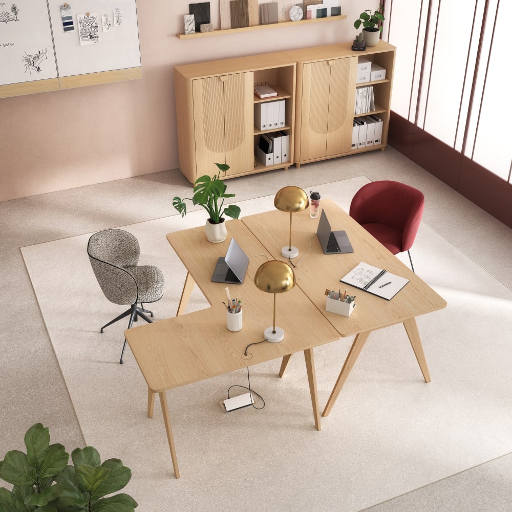 Chaise de bureau KATE grise chinée avec assise garnie et piètement en acier noir — vue 5