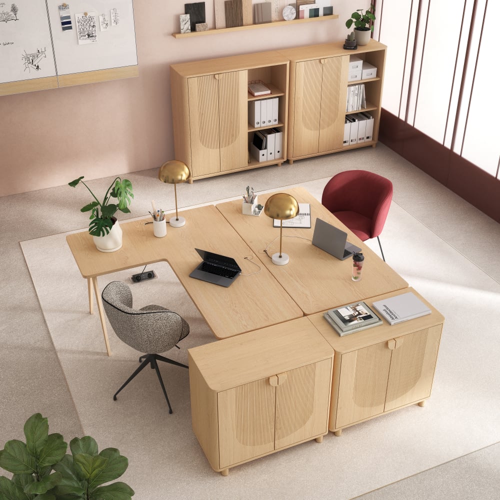 Chaise de bureau KATE grise chinée avec assise garnie et piètement en acier noir — vue 7