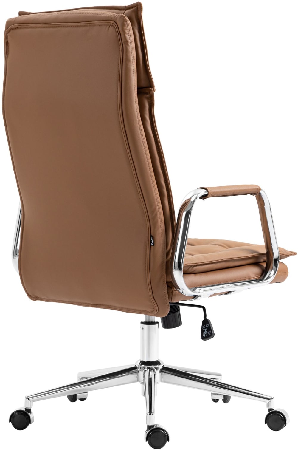Chaise de bureau Sotira en cuir marron clair avec accoudoirs et roulettes — vue 5