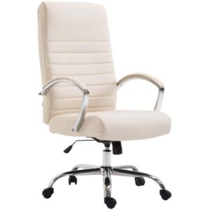 Chaise de bureau CLP XL Valais crème avec dossier haut et accoudoirs rembourrés