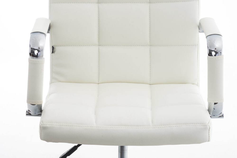 Fauteuil de bureau CLP Deli V2 blanc avec assise rembourrée et roulettes — vue 8