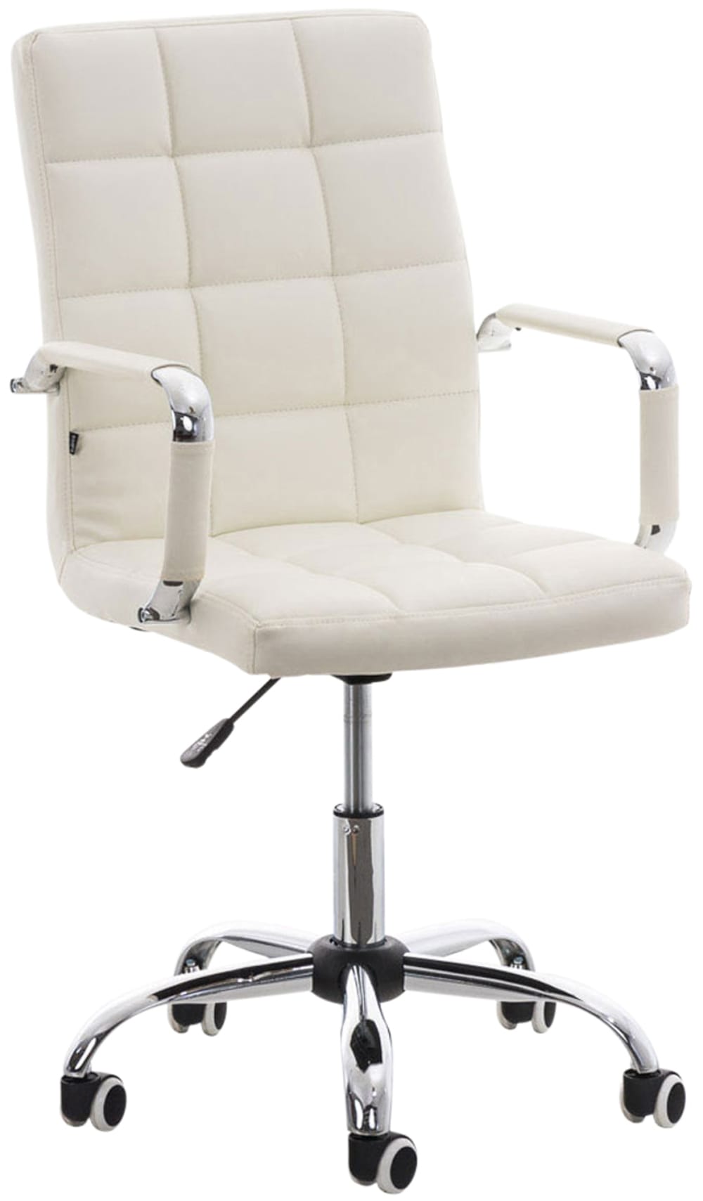 Fauteuil de bureau CLP Deli V2 blanc avec assise rembourrée et roulettes