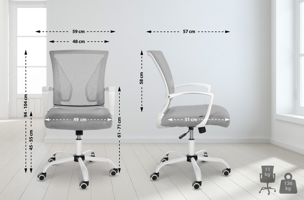 Chaise de bureau CLP Tracy pivotante avec dossier en maille et roulettes — vue 2