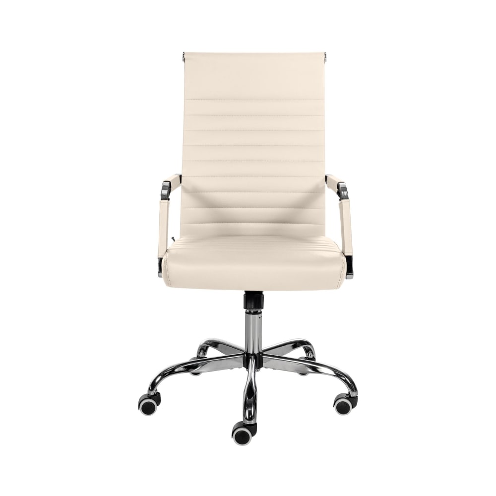 Chaise de bureau Amadora crème avec accoudoirs et piètement chromé — vue 2